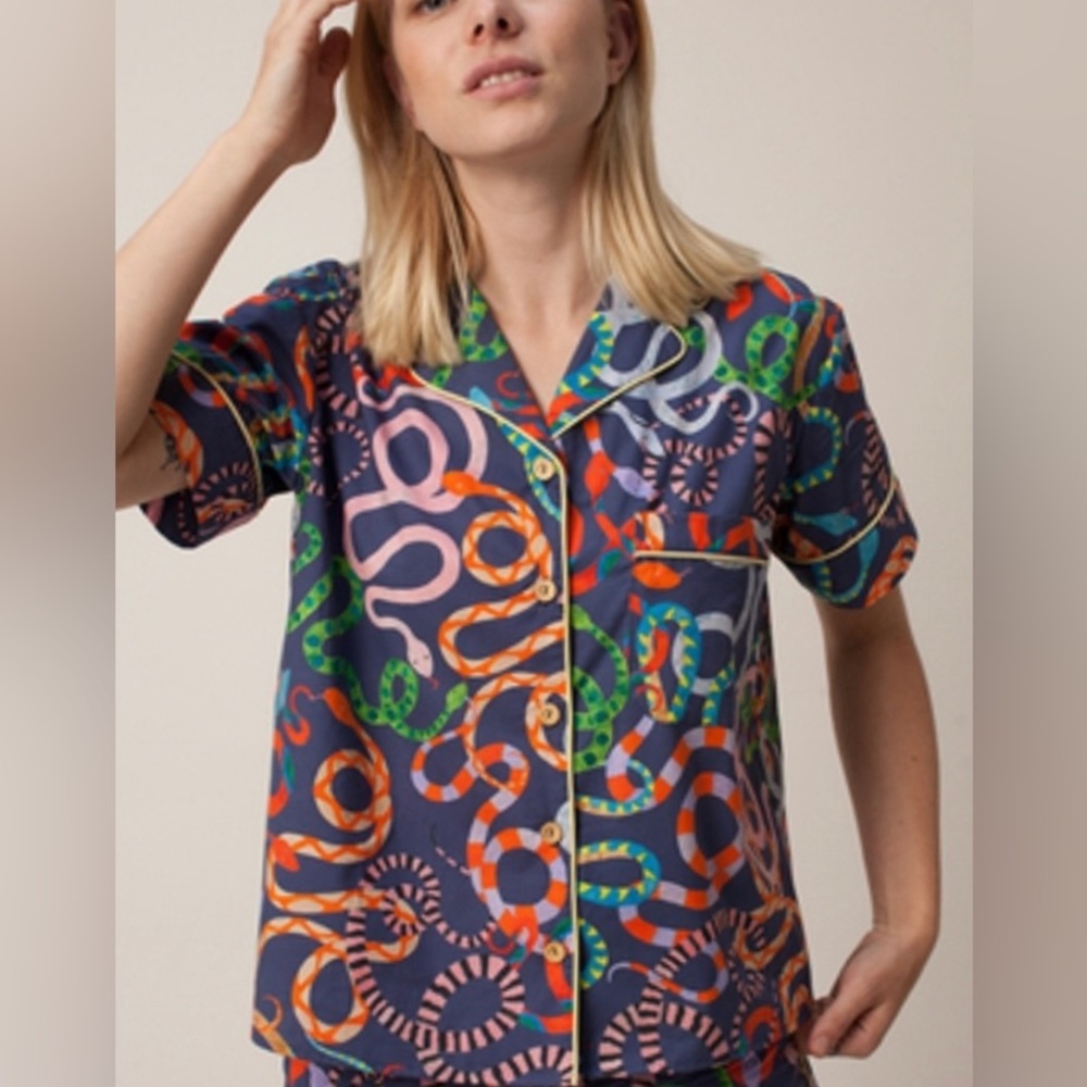 RACHEL ANTONOFF Snake Print Pajama Top XL